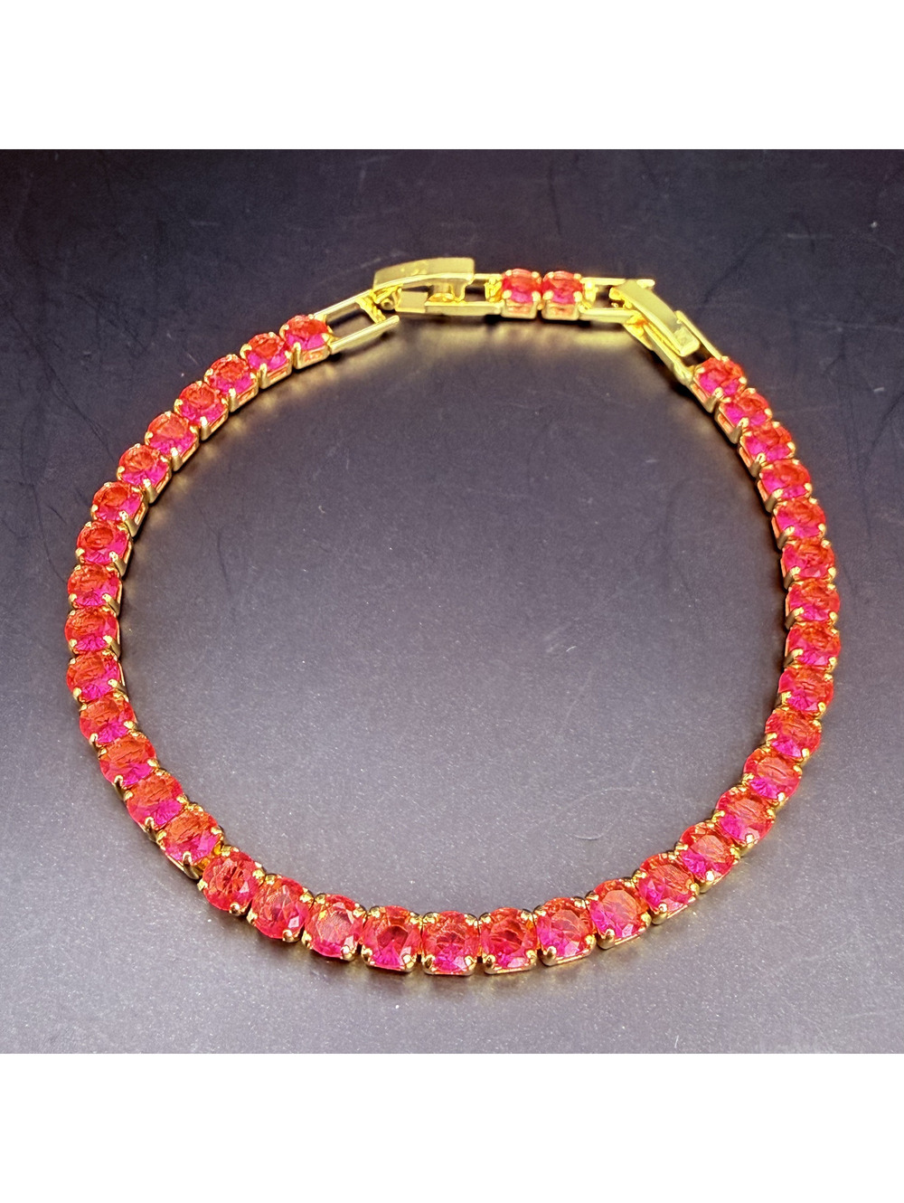 candy+clover hot pink crystal gold tone bracelet